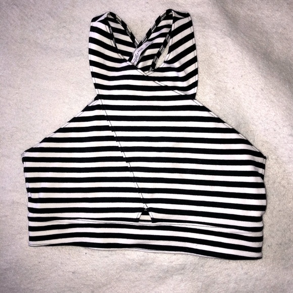 Stripped Black and White cropped crossed top - Picture 1 of 3